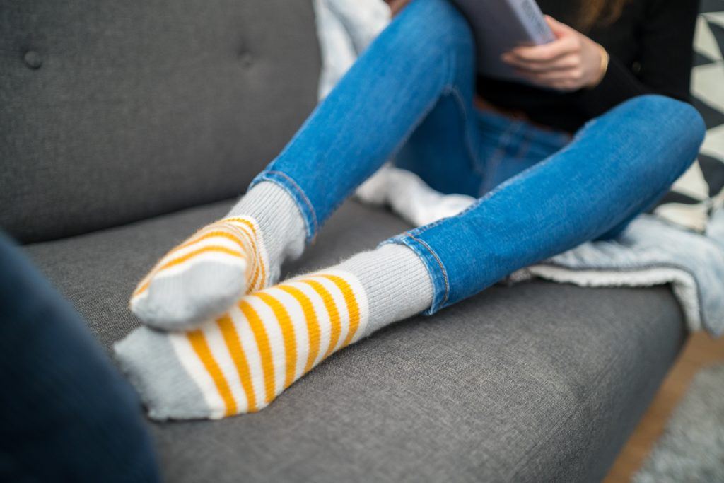 cosy indoors in socks